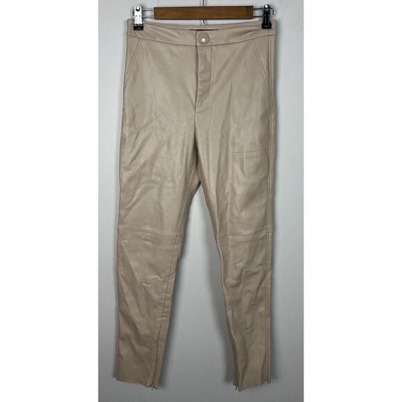 Zara Sand Beige Faux Leather Leggings Size Small Women’s - Picture 1 of 5